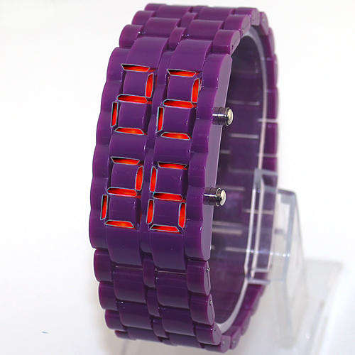 COOL!! Rare SUPER Fashion Purple Lava Style LED Plastic Wrist Bracelet Watch