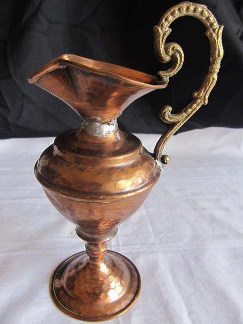DECORATIVE  COPPER AND BRASS JUG