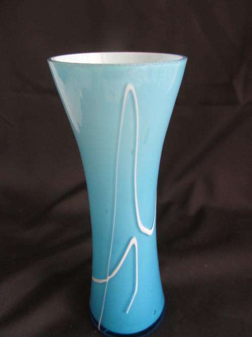 BLUE MURANO STYLE GLASS VASE