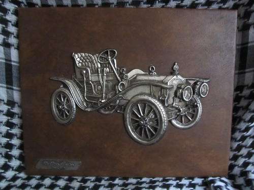 LEATHER VINTAGE CAR PLAQUE