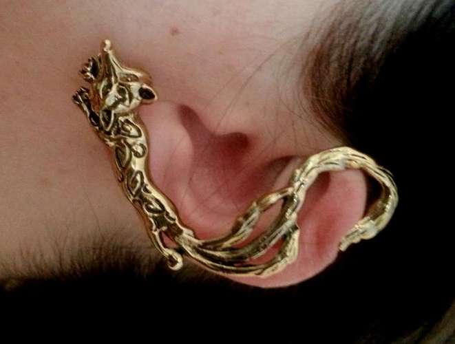 Fox wrap around earring / ear cuff (gold)