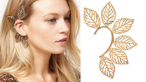 Gold leaves wrap around earring / ear cuff