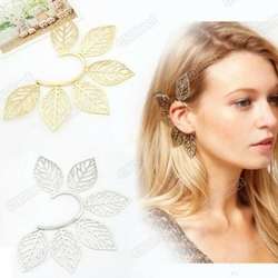 Silver leaves wrap around earring / ear cuff