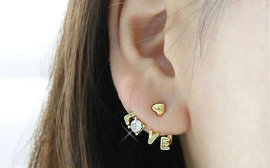 "Love" ear cuffs pair - White ***Valentines****