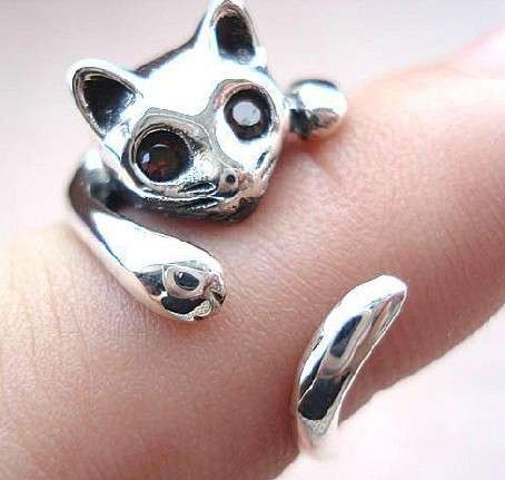 Peeping Cat Ring Silver