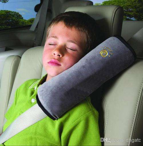 Seatbelt Snoozer.  Baby & Child Travel pillow >>CHARCOAL / PINK / BLUE<<