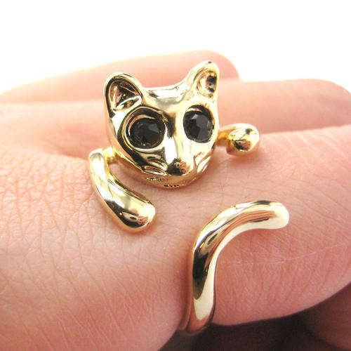 Peeping Cat Ring Gold