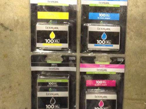 Full set original lexmark 100xl, yellow, cyan, black, magenta, ONLY ONE FULL SET