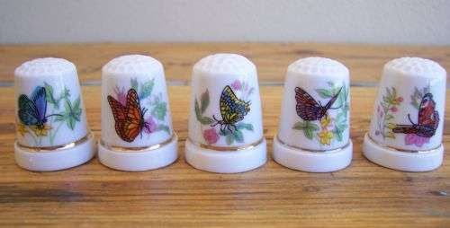 Collection of  5 Thimbles with Butterflies