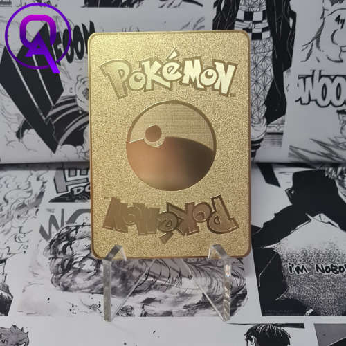 Pokemon Gold Metal Cards - Mewtwo and Mew GX + Display stand