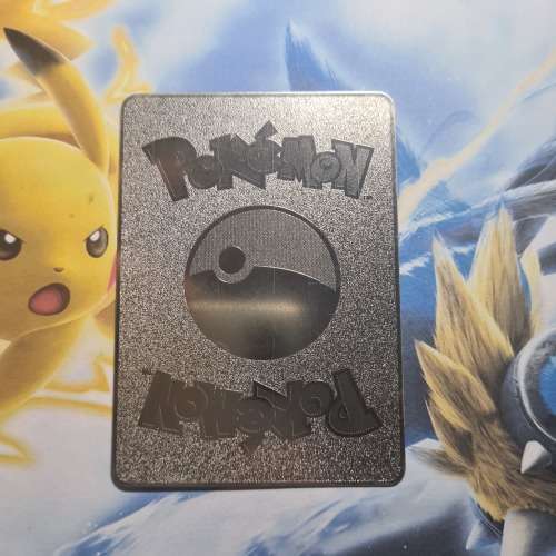 Pokemon Gold Metal Cards - Pikachu Cosplay - Mega Rayquaza + Display stand [Silver]