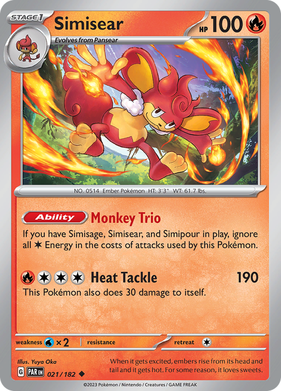 Pokemon Trading Card Game - Simisear #21 Pokemon Paradox Rift