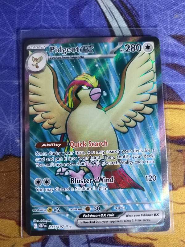 Pokemon Trading Card Game - Pidgeot ex - 217/197 - Full Art Secret Rare Obsidian Flames Singles