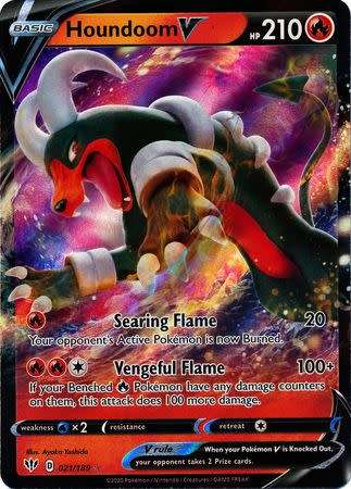 Pokemon Trading Card Game - Houndoom V - 021/189 - Ultra Rare Sword & Shield: Darkness Ablaze