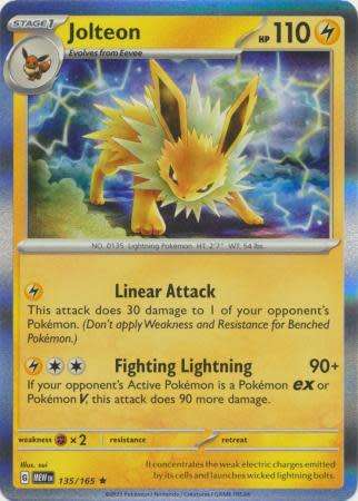 Pokemon Trading Card Game - Jolteon - 135/165 - Holo Rare Scarlet & Violet 151