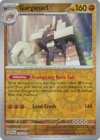 Pokemon Trading Card Game - Garganacl - 104/182 - Reverse Holo Scarlet & Violet: Paradox Rift