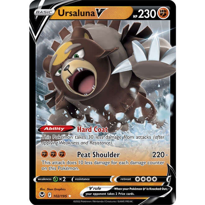 Pokemon Trading Card Game - Ursaluna V - 102/195 - Ultra Rare Sword & Shield: Silver Tempest