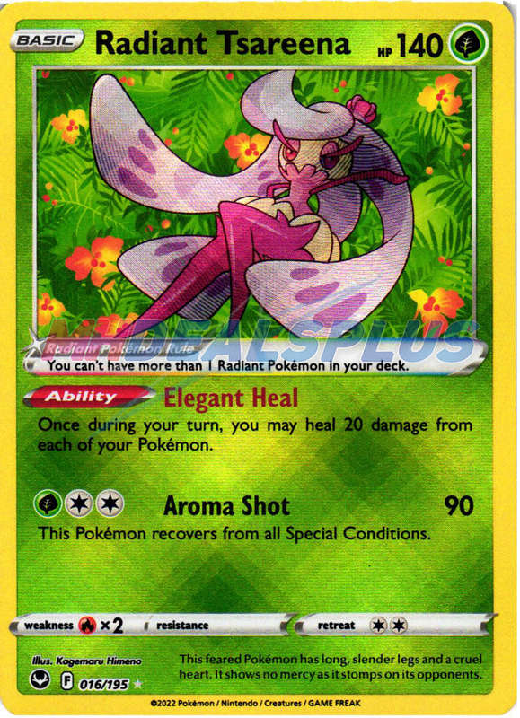 Pokemon Trading Card Game - Radiant Tsareena - 016/195 - Radiant Rare Sword & Shield: Silver Tempest