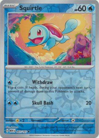 Pokemon Trading Card Game - Squirtle - 007/165 - Common Reverse Holo Scarlet & Violet 151