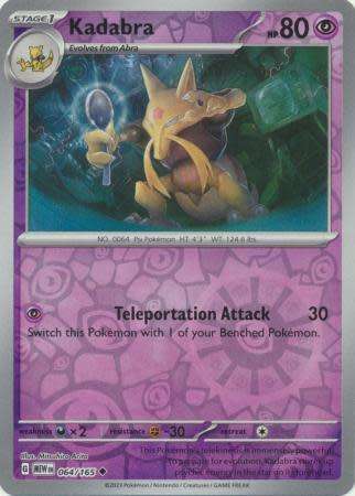 Pokemon Trading Card Game - Kadabra - 064/165 - Uncommon Reverse Holo Scarlet & Violet 151