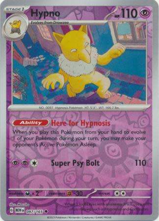 Pokemon Trading Card Game - Hypno - 097/165 - Uncommon Reverse Holo Scarlet & Violet 151