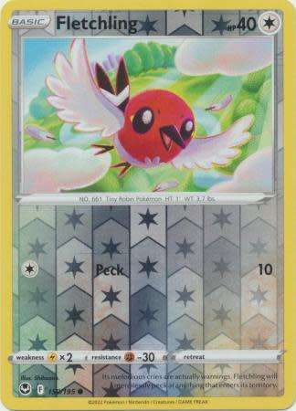 Pokemon Trading Card Game - Fletchling - 150/195 - Common Reverse Holo Sword & Shield: Silver Tempes