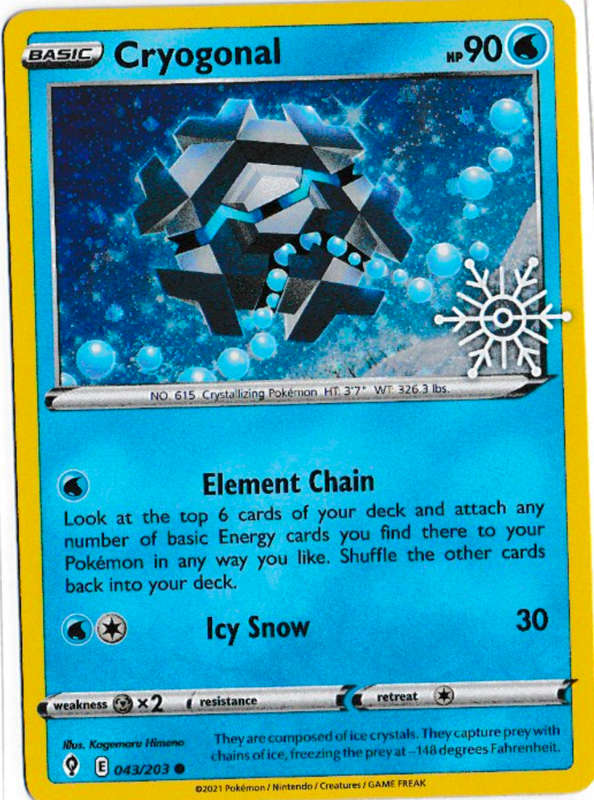 Pokemon Trading Card Game - Cryogonal - 043/203 - Pokemon Countdown Calendar Promo