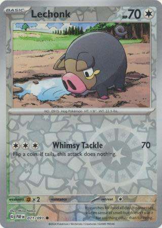 Pokemon Trading Card Game - Lechonk - 071/091 - Common Reverse Holo Paldean Fates