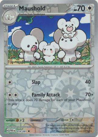 Pokemon Trading Card Game - Maushold - 074/091 - Uncommon Reverse Holo Paldean Fates
