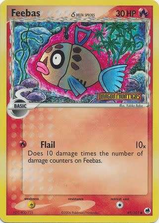 Pokemon Trading Card Game - Feebas (Delta Species) - 49/101 - Common Reverse Holo Ex Dragon Frontier