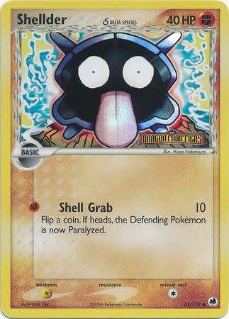 Pokemon Trading Card Game - Shellder (Delta Species) - 63/101 - Common Reverse Holo Ex Dragon Fronti