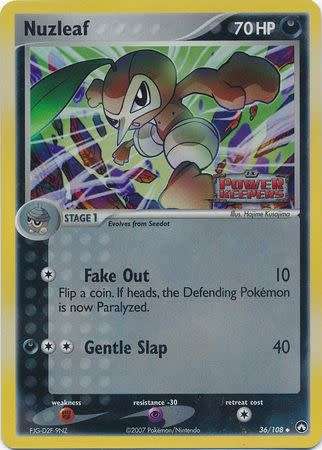 Pokemon Trading Card Game - Nuzleaf - 36/108 - Uncommon Reverse Holo Ex Power Keepers