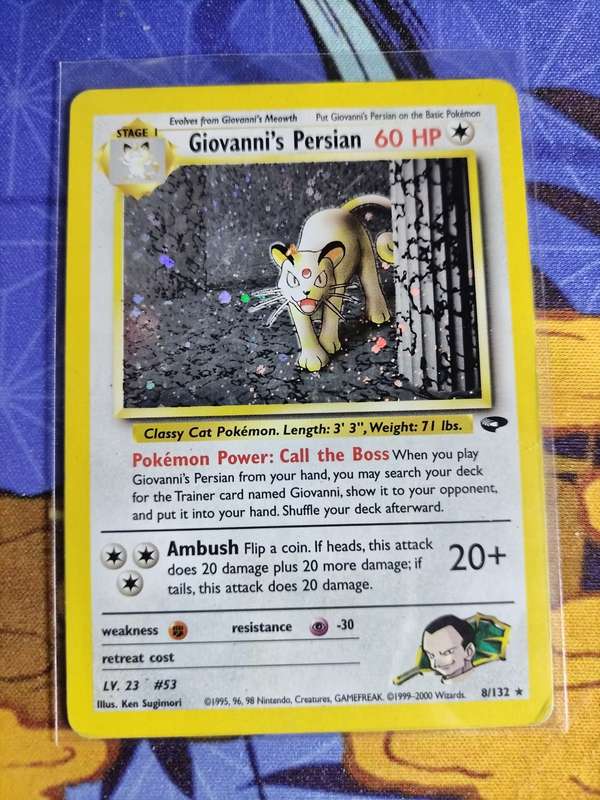 Pokemon Trading Card Game - Giovanni`s Persian - 8/132 - Holo Unlimited Gym Challenge