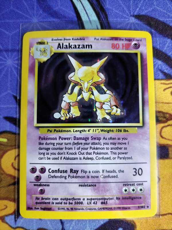 Pokemon Trading Card Game - Alakazam - 1/102 - Holo Unlimited Base Set