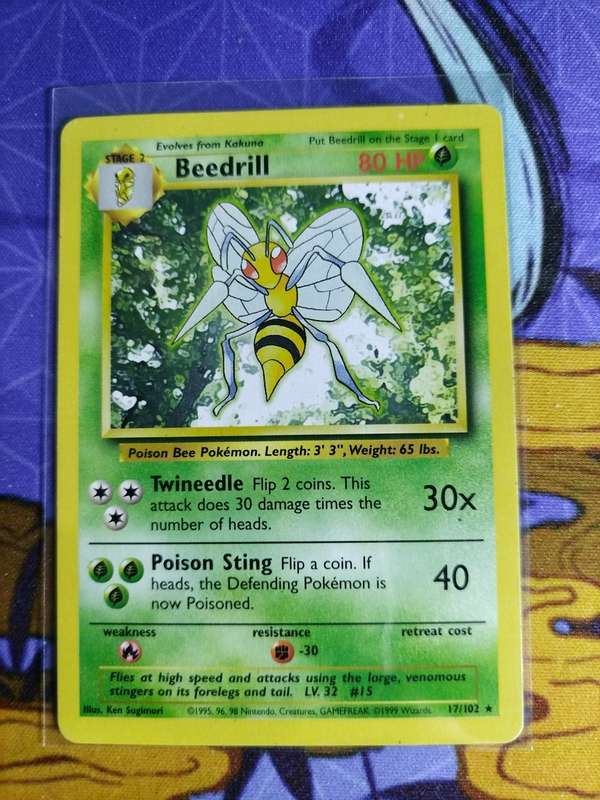 Pokemon Trading Card Game - Beedrill - 17/102 - Rare Unlimited Base Set