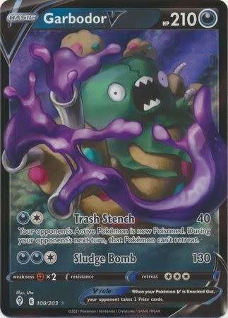 Pokemon Trading Card Game - Garbodor V - 100/203 - Ultra Rare Sword & Shield: Evolving Skies