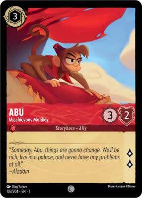 Disney Lorcana Trading Card Game - Abu - Mischievous Monkey - 103/204 - Common The First Chapter