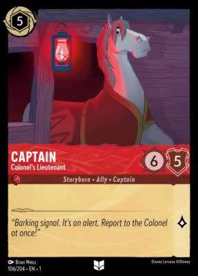 Disney Lorcana Trading Card Game - Captain - Colonel`s Lieutenant - 106/204 - Uncommon The First Ch