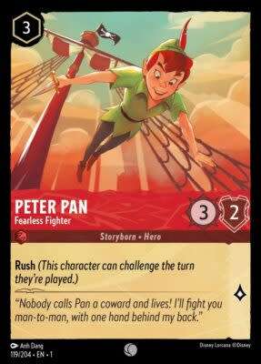 Disney Lorcana Trading Card Game - Peter Pan - Fearless Fighter - 119/204 - Common The First Chapter