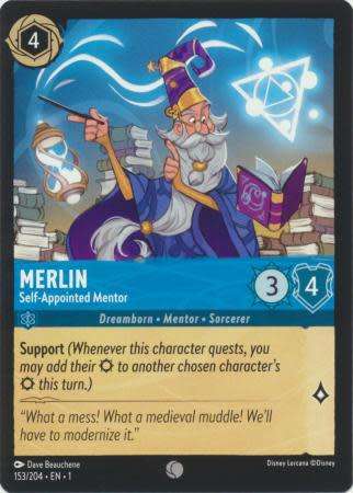 Disney Lorcana Trading Card Game - Merlin - Self-Appointed Mentor - 153/204 - Common The First Chapt