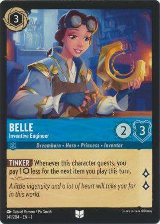 Disney Lorcana Trading Card Game - Belle - Inventive Engineer - 141/204 - Uncommon The First Chapter