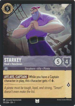 Disney Lorcana Trading Card Game - Starkey - Hook's Henchman - 191/204 - Uncommon The First Chapter