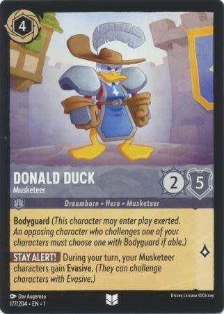 Disney Lorcana Trading Card Game - Donald Duck - Musketeer - 177/204 - Uncommon The First Chapter