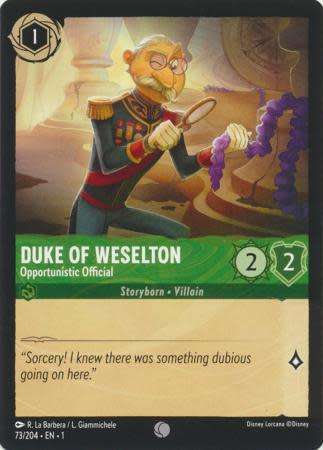 Disney Lorcana Trading Card Game - Duke of Weselton - Opportunistic Official - 73/204 - Common The F