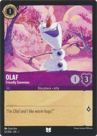 Disney Lorcana Trading Card Game - Olaf - Friendly Snowman - 52/204 - Uncommon The First Chapter