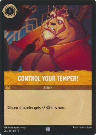 Disney Lorcana Trading Card Game - Control Your Temper! - 26/204 - Common The First Chapter