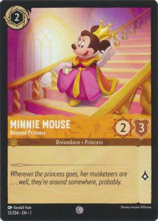 Disney Lorcana Trading Card Game - Minnie Mouse - Beloved Princess - 13/204 - Common The First Chapt