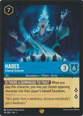 Disney Lorcana Trading Card Game - Hades - Infernal Schemer - 147/204 - Legendary  The First Chapter