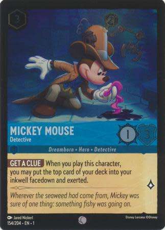 Disney Lorcana Trading Card Game - Mickey Mouse - Detective - 154/204 - Common Cold Foil The First C
