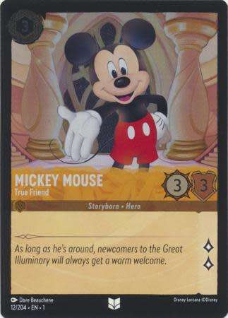 Disney Lorcana Trading Card Game - Mickey Mouse - True Friend - 12/204 - Uncommon Cold Foil The Firs